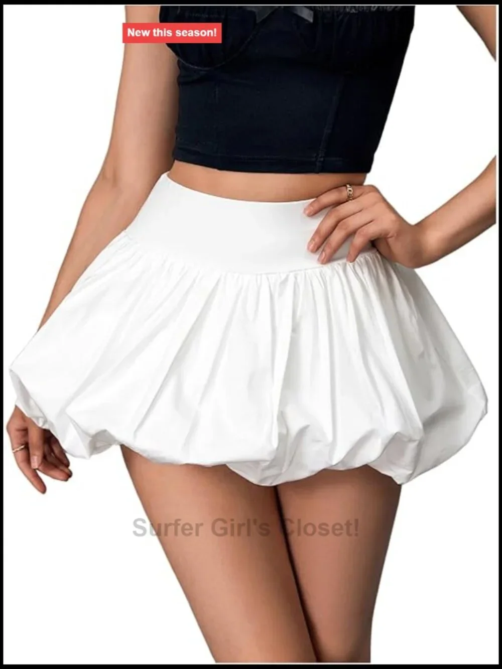 Women's Bubble Skort Elastic Waist Puffy Mini Skirt with Shorts Underneath
